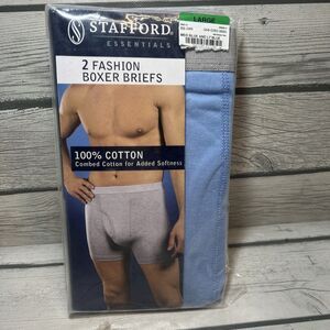Vintage Stafford 2 Pack Men's Blue Boxer Briefs Underwear Size Large 36/38